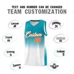 Aqua White Gradient Fashion Basketball Jersey 4