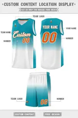 Aqua White Gradient Fashion Basketball Jersey 5