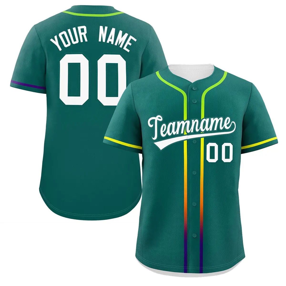 Aqua White Gradient Ribbed Authentic Baseball Jersey