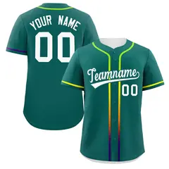 Aqua White Gradient Ribbed Authentic Baseball Jersey 1