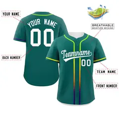 Aqua White Gradient Ribbed Authentic Baseball Jersey 2