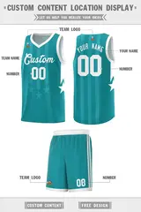 Aqua White Gradient Star Graffiti Basketball Jersey 5