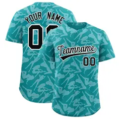 Aqua White Graffiti Pattern Authentic Baseball Jersey 1