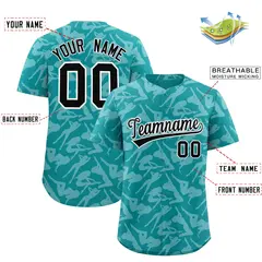 Aqua White Graffiti Pattern Authentic Baseball Jersey 2