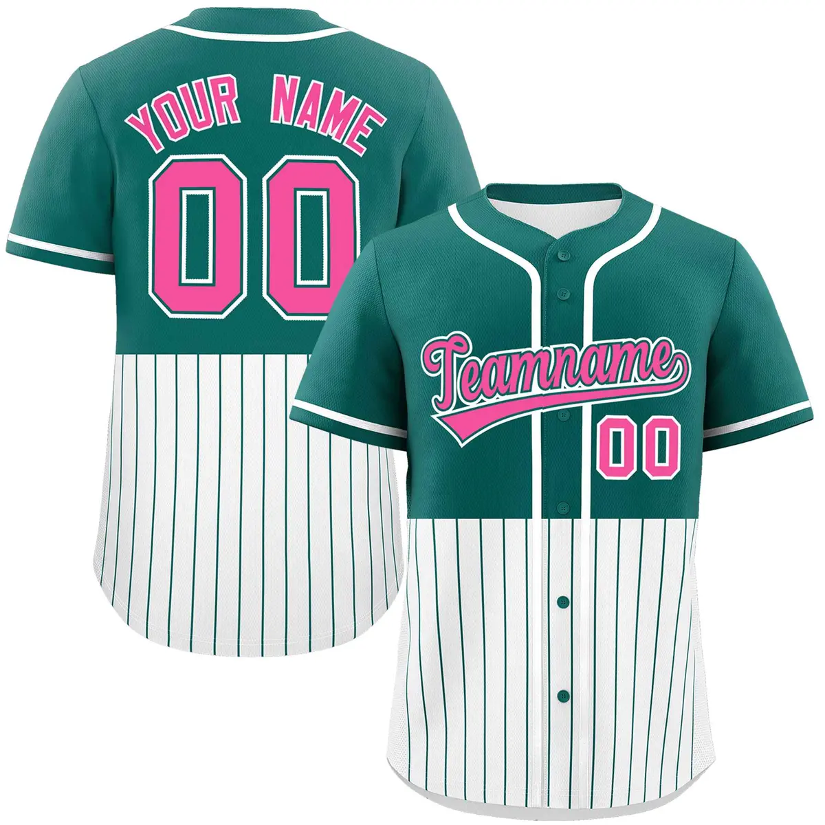 Aqua White Half Stripe Authentic Baseball Jersey