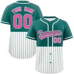 Aqua White Half Stripe Authentic Baseball Jersey
