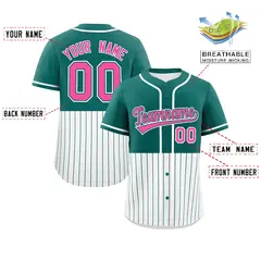 Aqua White Half Stripe Authentic Baseball Jersey 2