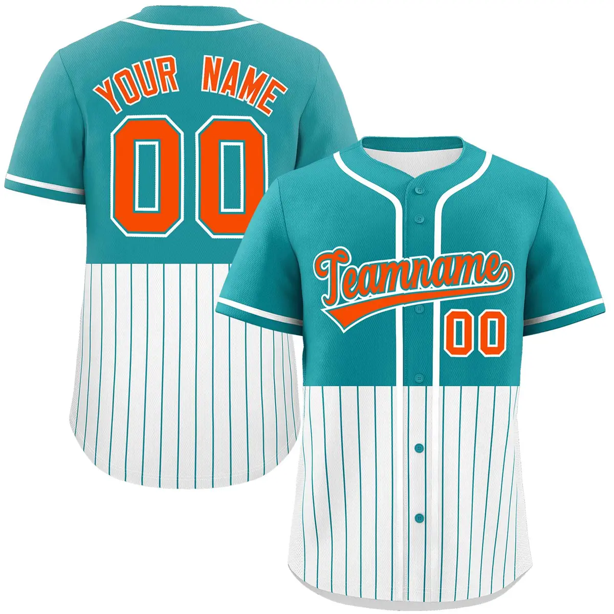 Aqua White Half Stripe Authentic Baseball Jersey