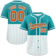 Aqua White Half Stripe Authentic Baseball Jersey