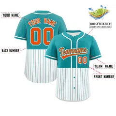 Aqua White Half Stripe Authentic Baseball Jersey 2