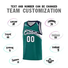 Aqua White-Navy Chest Color Block Basketball Uniform Jersey 4
