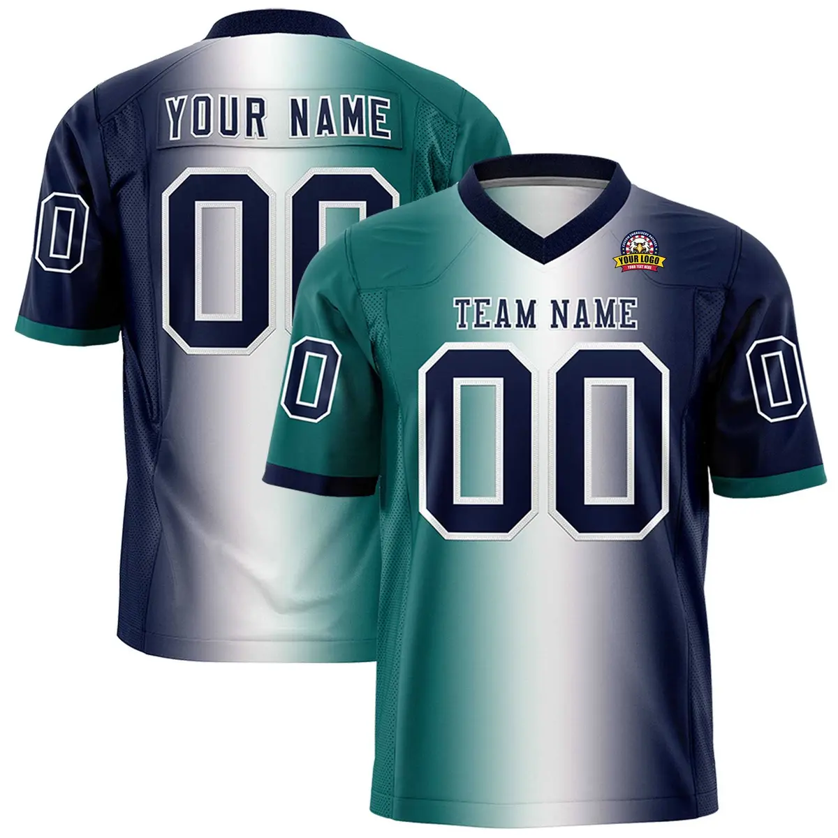 Aqua White-Navy Gradient Fashion Authentic Football Jersey