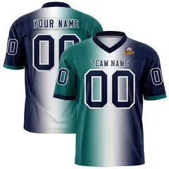 Aqua White-Navy Gradient Fashion Authentic Football Jersey 1