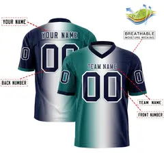Aqua White-Navy Gradient Fashion Authentic Football Jersey 2