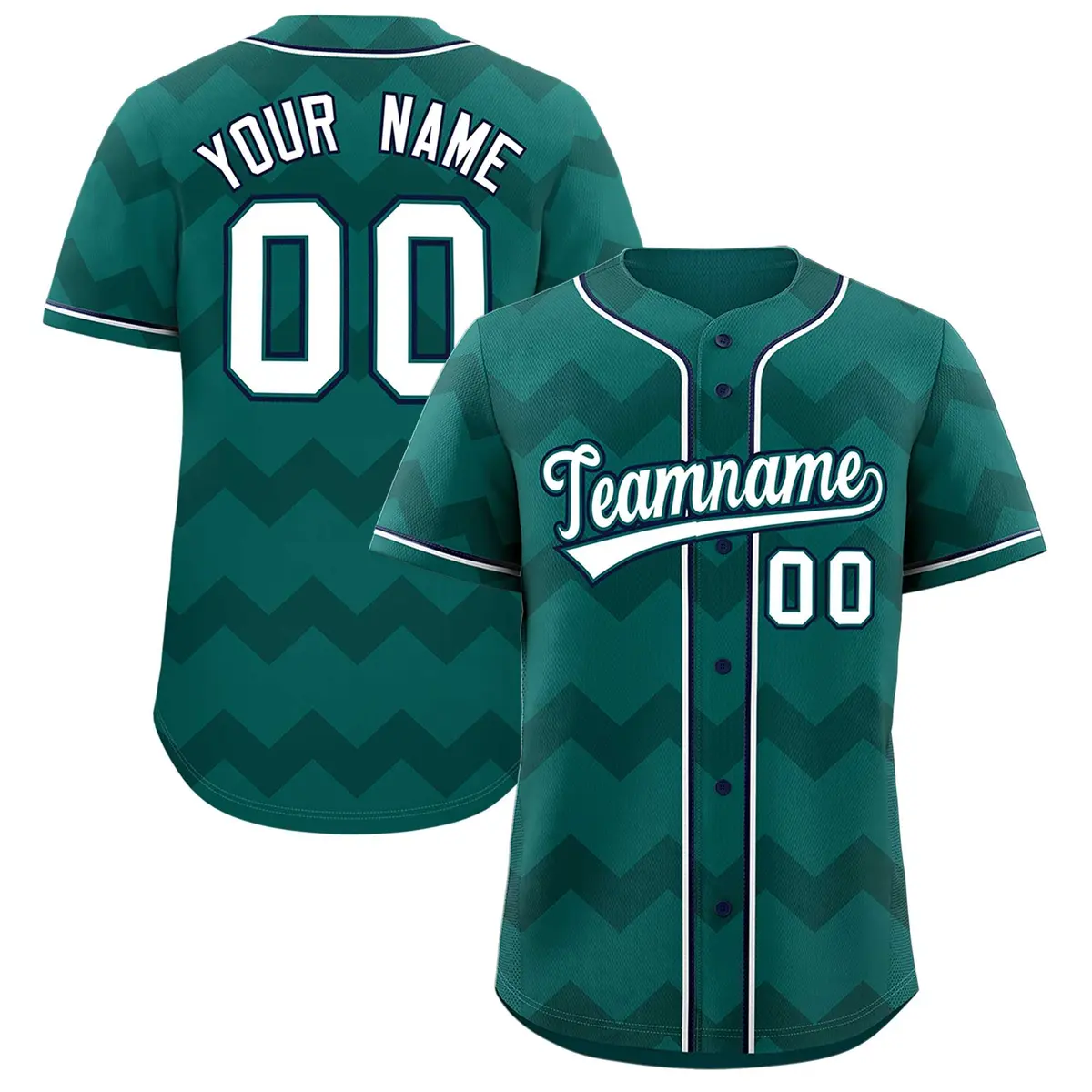 Aqua White-Navy Ripple Design Authentic Baseball Jersey