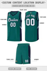 Aqua White-Navy Side Stripe Sports Basketball Jersey 2