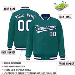 Aqua White-Navy Varsity Full-Snap Letterman Jacket 2