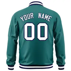 Aqua White-Navy Varsity Full-Zip Letterman Bomber Jacket 4