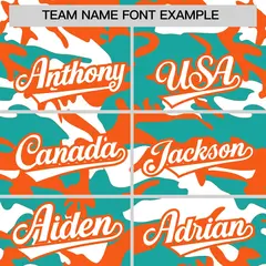 Aqua White Orange Camo Gradient Fashion Baseball Jersey 3