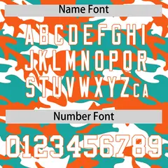 Aqua White Orange Camo Gradient Fashion Baseball Jersey 4