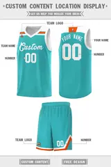 Aqua White-Orange Classic Basketball Sports Uniform Jersey 2