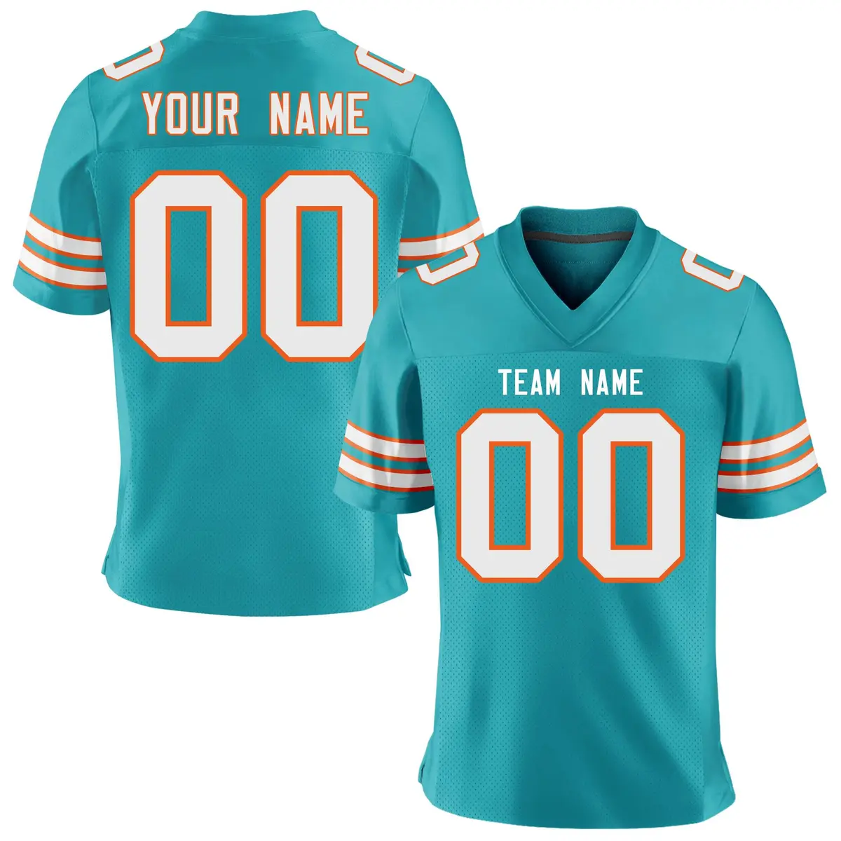 Aqua White-Orange Classic Mesh Authentic Football Jersey