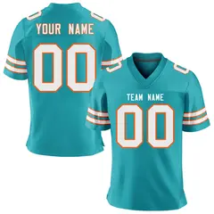 Aqua White-Orange Classic Mesh Authentic Football Jersey 1