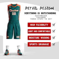 Aqua White-Orange Classic Mesh Basketball Jersey Sets 2