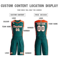 Aqua White-Orange Classic Mesh Basketball Jersey Sets 3