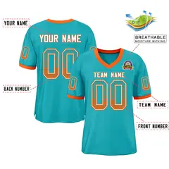 Aqua White-Orange Drift Fashion Mesh Football Jersey 2
