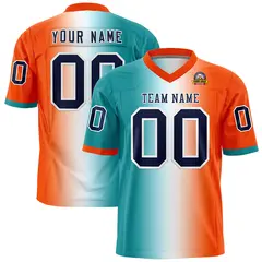 Aqua White-Orange Gradient Fashion Authentic Football Jersey 1