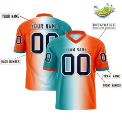 Aqua White-Orange Gradient Fashion Authentic Football Jersey 2