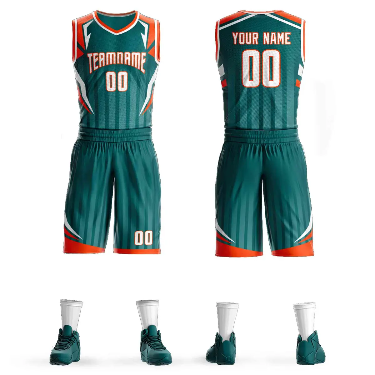 Aqua White-Orange Graffiti Angular Element Basketball Jersey