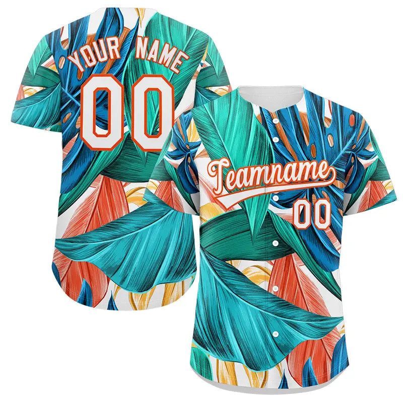 Aqua White-Orange Graffiti Authentic Baseball Jersey