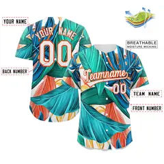 Aqua White-Orange Graffiti Authentic Baseball Jersey 2