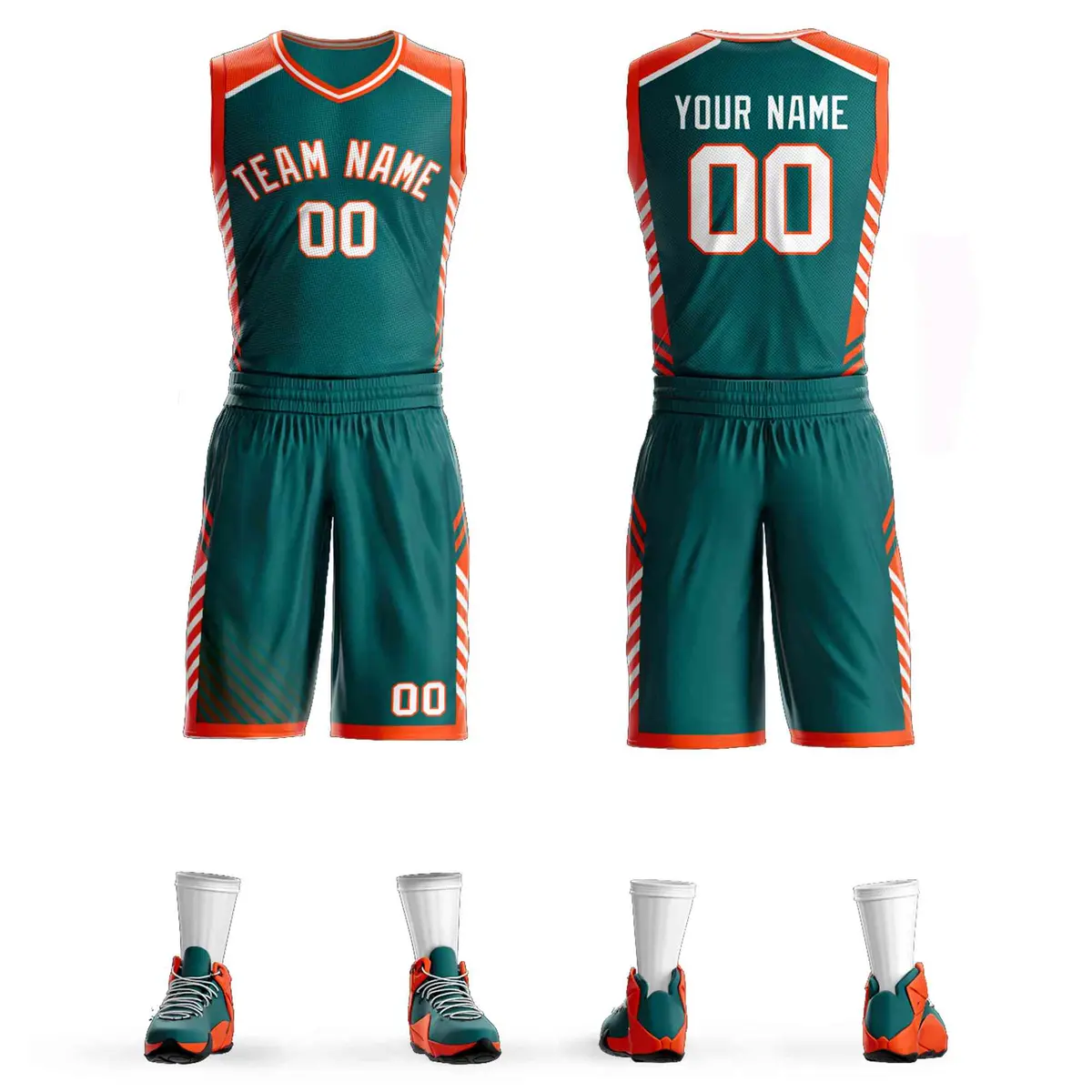 Aqua White-Orange Graffiti Bar Element Basketball Jersey