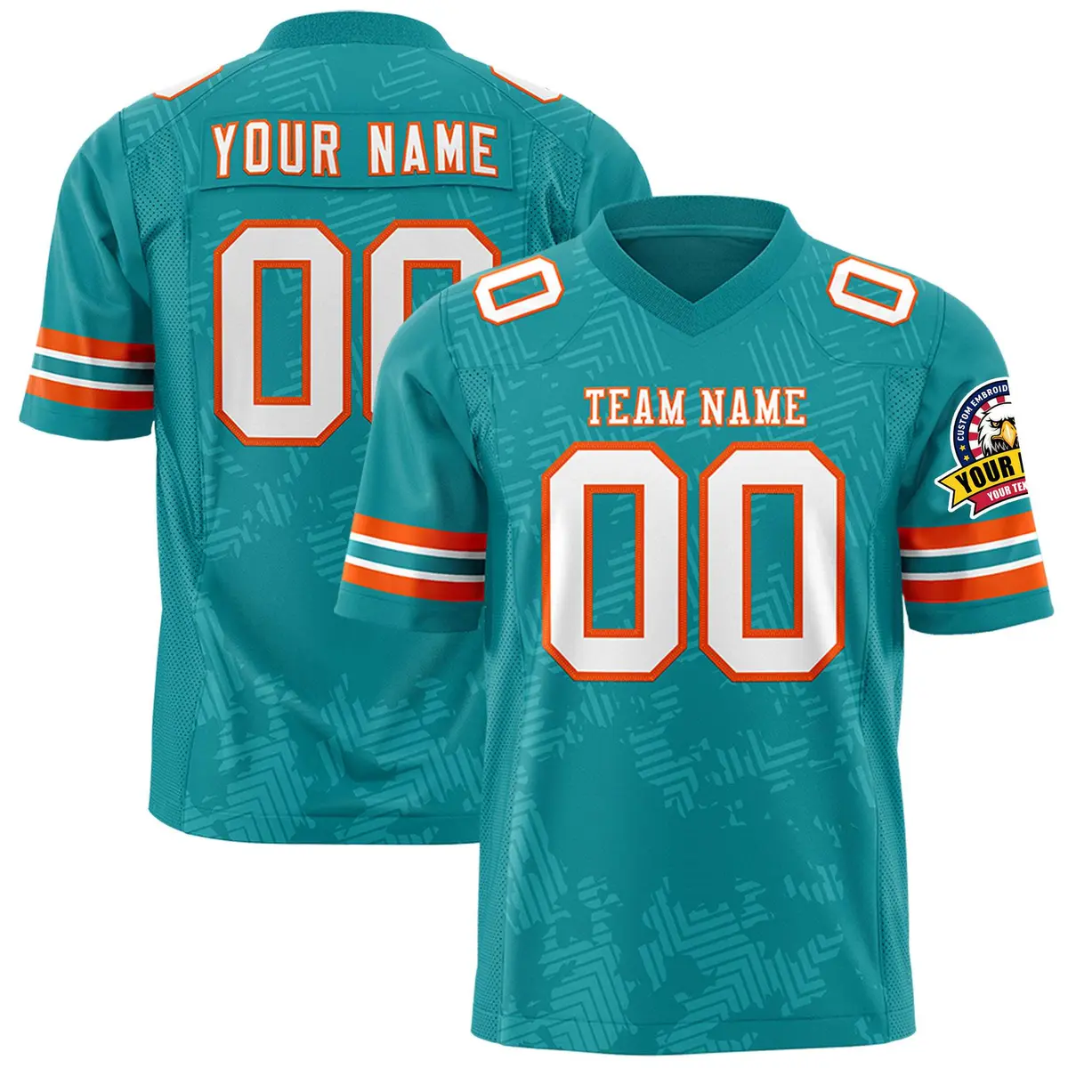 Aqua White-Orange Graffiti Line Authentic Football Jersey
