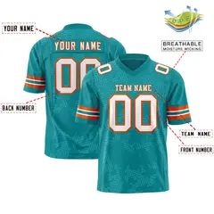 Aqua White-Orange Graffiti Line Authentic Football Jersey 2
