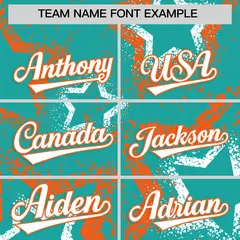Aqua White Orange Graffiti Star Ink Texture Baseball Jersey 3