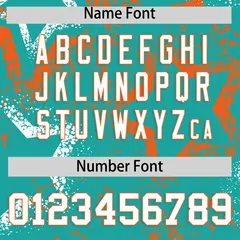 Aqua White Orange Graffiti Star Ink Texture Baseball Jersey 4