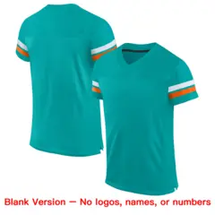 Aqua White-Orange Mesh Football Jersey 5