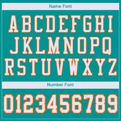Aqua White-Orange Mesh Football Jersey 7