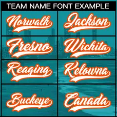 Aqua White Orange Miami City Skyline Baseball Jersey 3