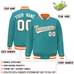 Aqua White Orange Stripe Bomber Jacket 2