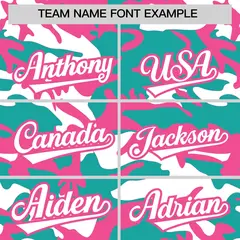 Aqua White Pink Camo Gradient Fashion Baseball Jersey 3