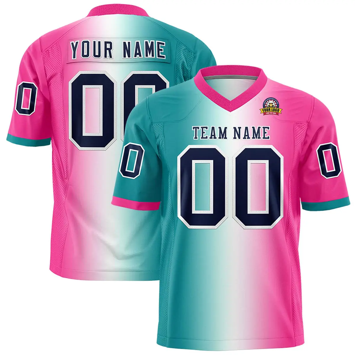 Aqua White-Pink Gradient Fashion Authentic Football Jersey