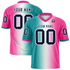 Aqua White-Pink Gradient Fashion Authentic Football Jersey 1