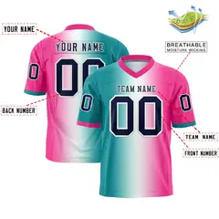 Aqua White-Pink Gradient Fashion Authentic Football Jersey 2