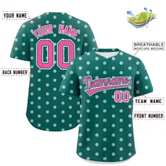 Aqua White Polka Dot Graffiti Authentic Baseball Jersey 2