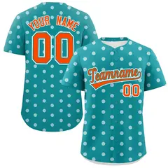 Aqua White Polka Dot Graffiti Authentic Baseball Jersey